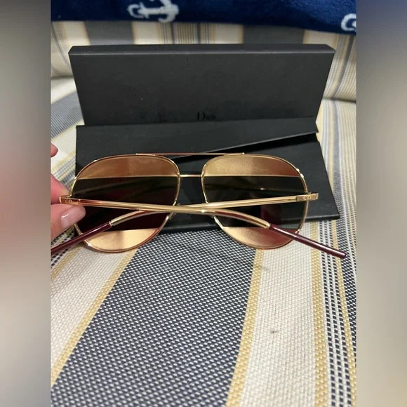 Dior Split Aviator Rose Gold Sunglasses - Picture 3 of 11